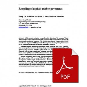 Recycling of Asphalt Rubber Pavements